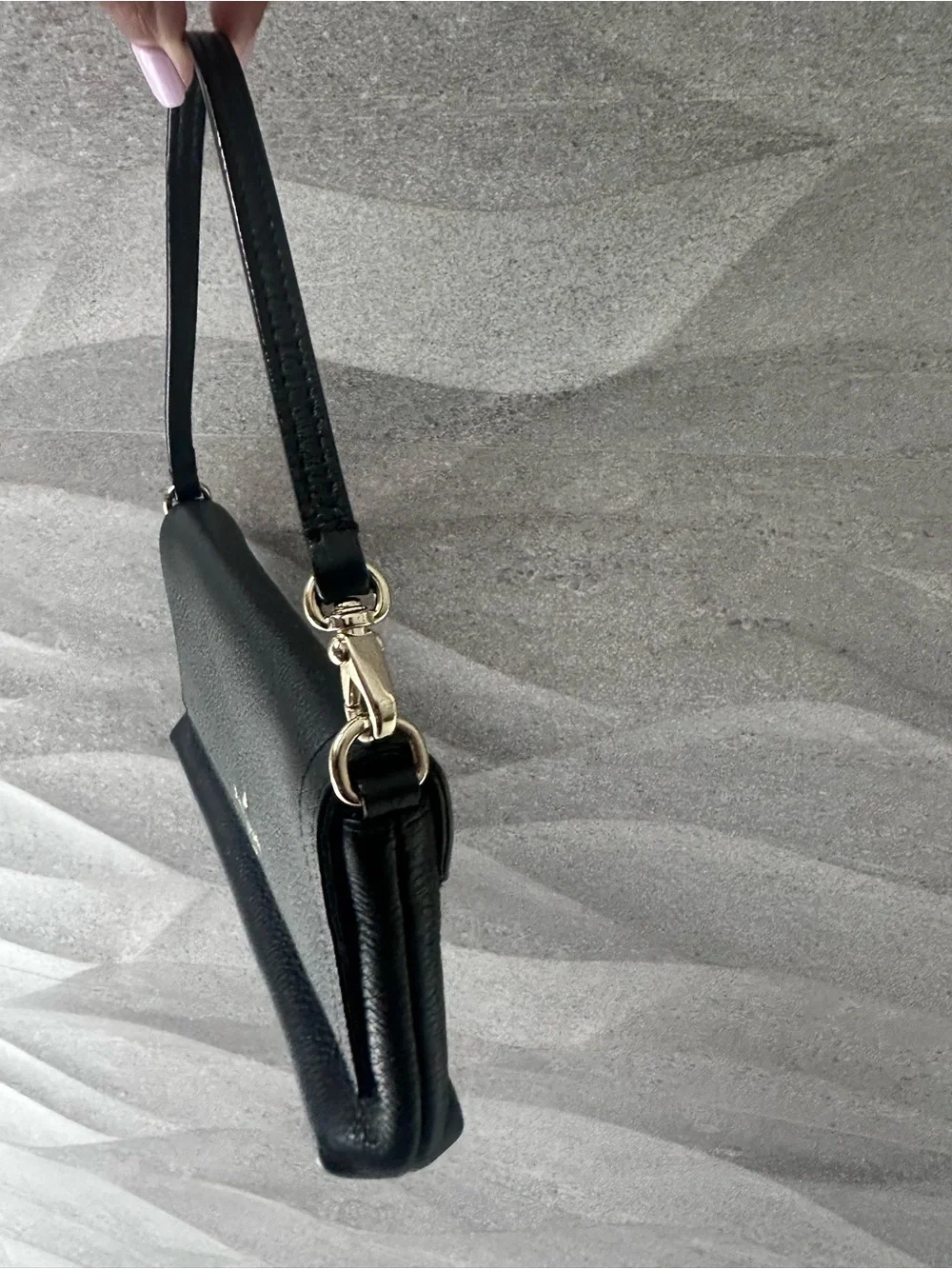 Kate Spade Black Pebbled Leather Clutch Shoulder Bag